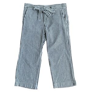Sanctuary Striped Linen Capris Pants with Belted Waist